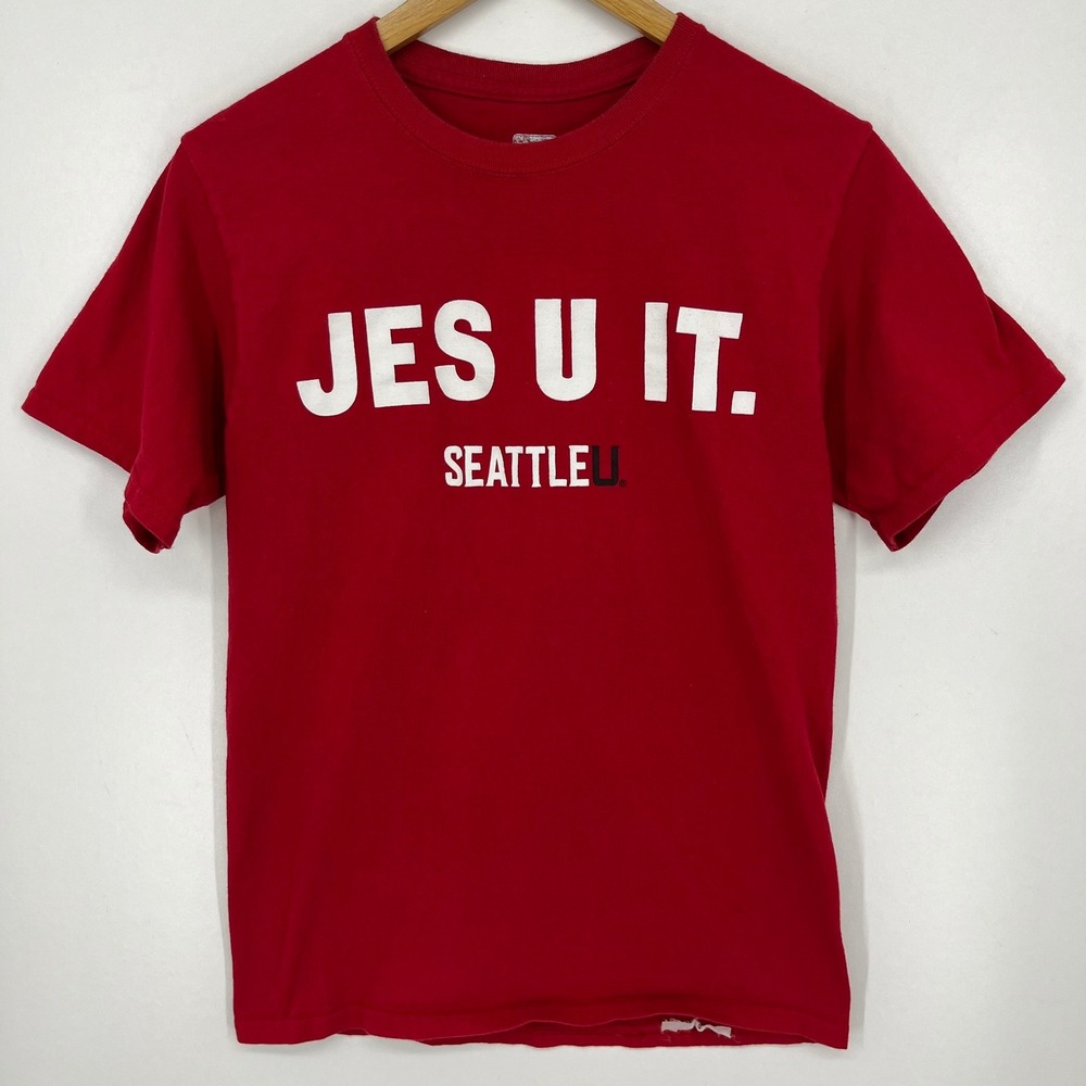 Seattle University Jes U It T-Shirt Red Short Sleeve Womens S Russell Athletic